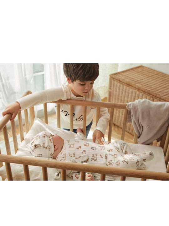 Mayoral Baby Bodysuit Set Long-Sleeved with Cap Raw, Ecru 2pcs