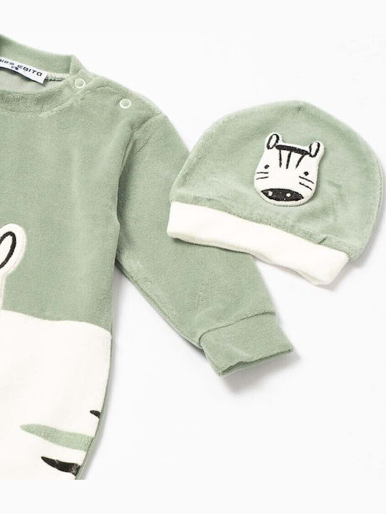 Evita Baby Bodysuit Set Long-Sleeved with Cap Zebra 2pcs