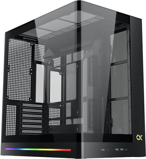 Xigmatek Pano II Air Геймърско бюро Midi Tower Компютърна кутия със страничен прозорец и ARGB осветление Черен