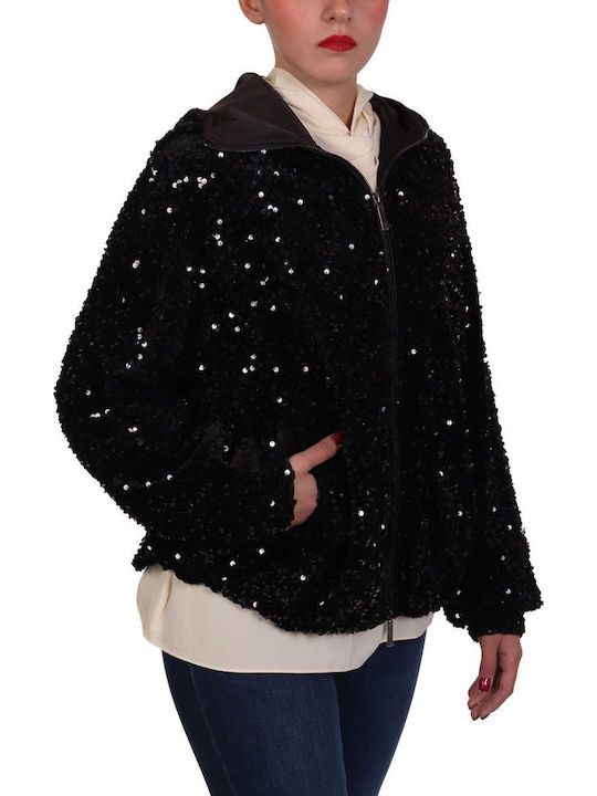 Women's Short Lifestyle Jacket for Winter Black