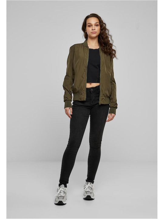 Kurz Damen Bomberjacke Dark Olive