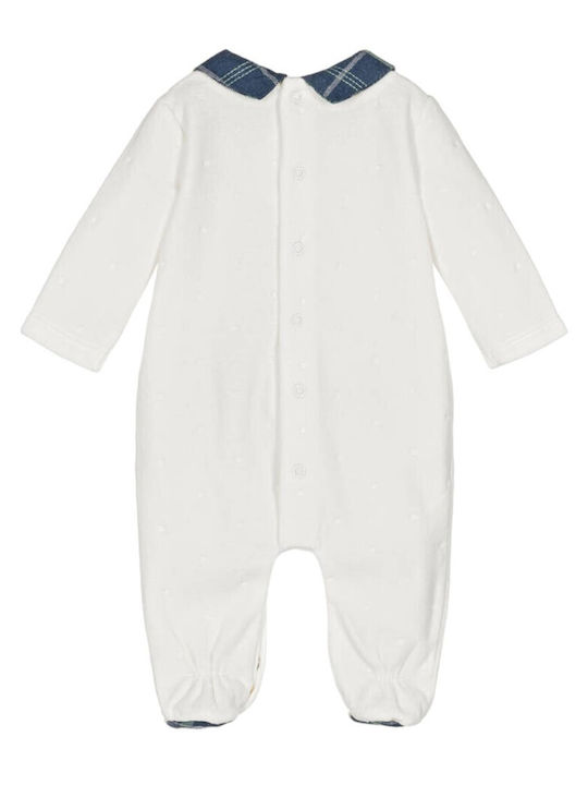 Mayoral Baby Bodysuit Long-Sleeved Velvet Ecru