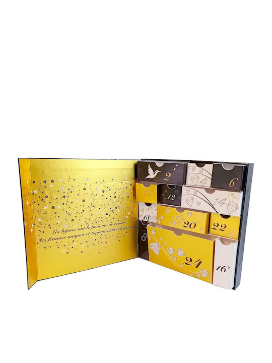 So Charm Jewelry Set with Necklace Earrings Bracelet and Pendant made of Gold Plated Steel with Stones