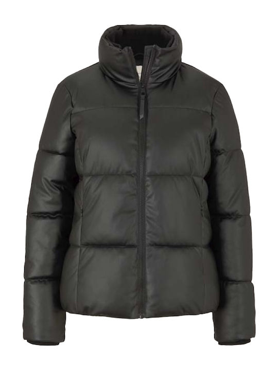 Kurz Damen Puffer Jacke für Winter Schwarz