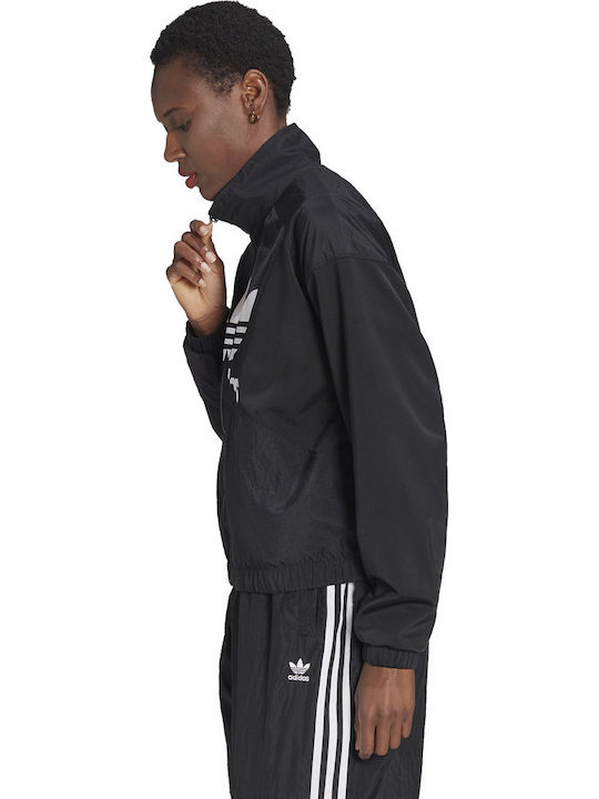Adicolor Split Trefoil Women's Short Sports Jacket for Winter Black