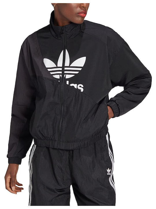 Adicolor Split Trefoil Women's Short Sports Jacket for Winter Black