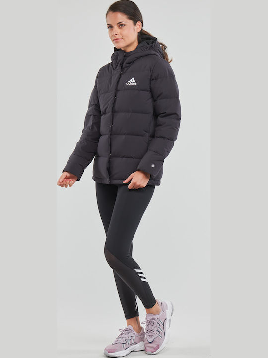 Helionic Women's for Hiking Short Puffer Jacket for Winter with Hood Black
