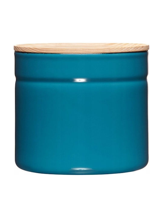 Riess Vase General Use with Lid Wooden Blue 1300ml
