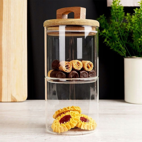 Excellent Houseware Vază Utilizare Generală cu Capac Sticlă Transparentă 1300ml