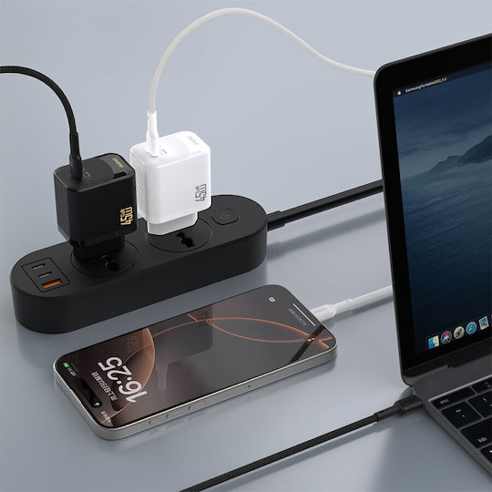 Dudao Φορτιστής GaN με Θύρα USB-C και Καλώδιο USB-C - USB-C 45W Power Delivery Μαύρος (A28C)