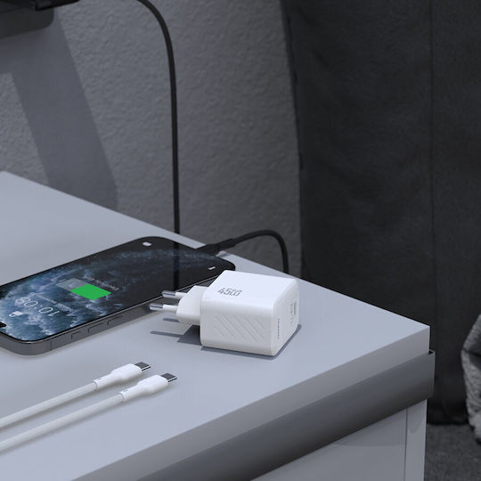 Dudao Φορτιστής GaN με Θύρα USB-C και Καλώδιο USB-C - USB-C 45W Power Delivery Μαύρος (A28C)