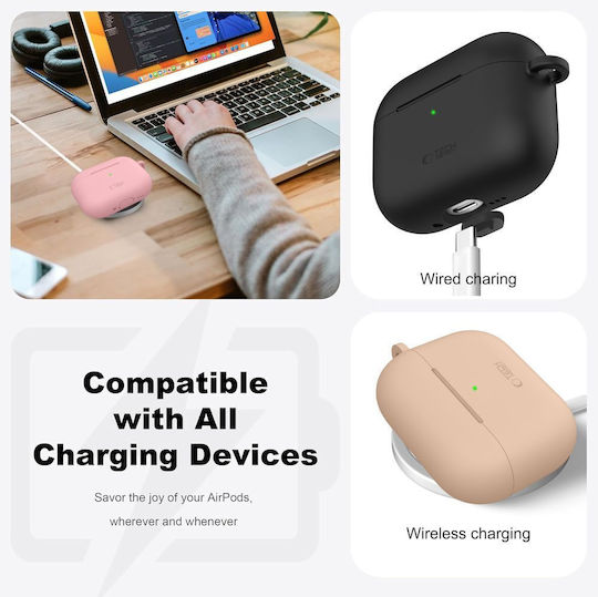 Tech-Protect Silicone Hook Θήκη Σιλικόνης με Γάντζο σε Μπεζ χρώμα για Apple AirPods Pro