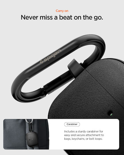 Spigen Vault Case Silicone with Hook in Black color for Apple AirPods Pro 3
