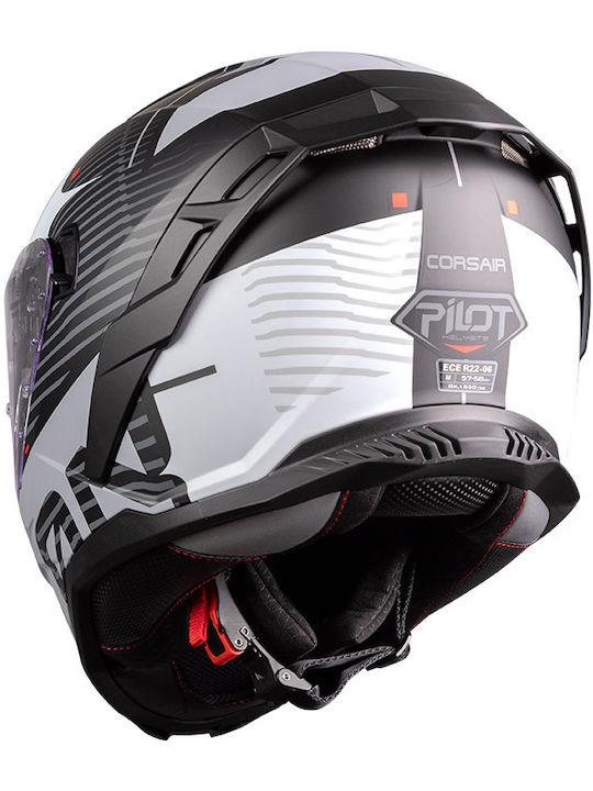 Pilot Corsair SV Black Matt Motorradhelm Volles Gesicht ECE 22.06 1550gr mit Pinlock und Sonnenblende