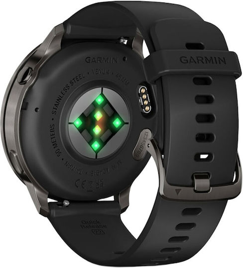 Garmin Venu 4 Oțel inoxidabil 45mm Rezistent la apă Smartwatch (Slate with Black)