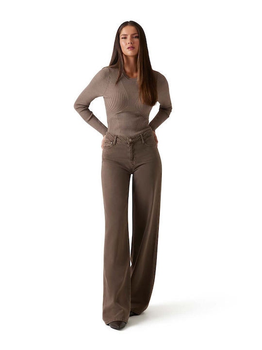 Sexy Palazzo Women's Jean Pants in Palazzo Fit Brown