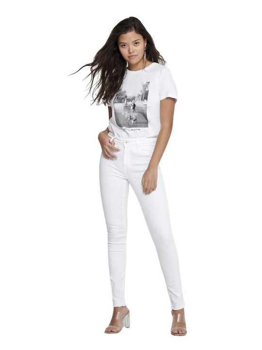 Blush High Waist Women's Jean Trousers in Skinny Fit White