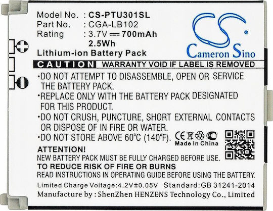 Батерия Cameron Sino Акумулатор Батерия Тип Cga-lb102 Телефон Panasonic Kx-tu301 Gme Kx-tu321 Kx-tu311 Kx-tu325 Kx-tw221 Kx-tu320 Kx-tu327 Kx-tu328 Cs-ptu301sl