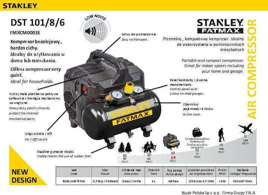 Stanley Τρόμπα Αυτοκινήτου με Καλώδιο Αναπτήρα 12V
