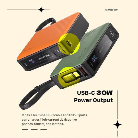 Adam Gravity Power Bank 10000mAh 30W cu Port USB-A Gri