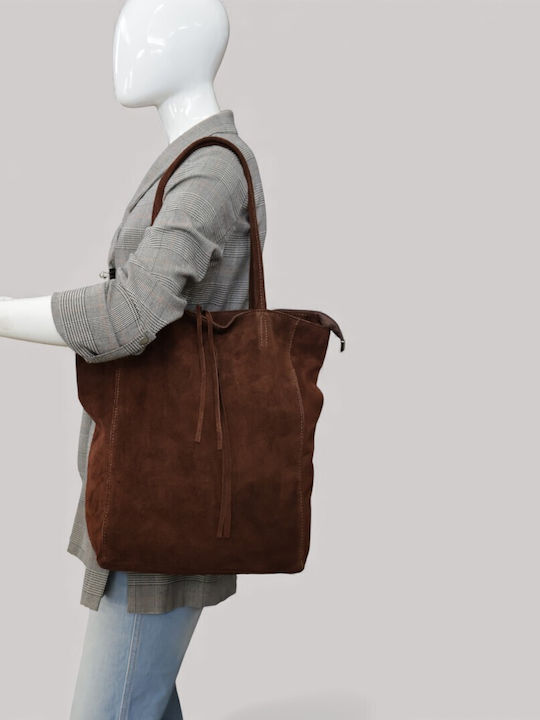 Damentasche aus Leder Schulter Wildleder Braun