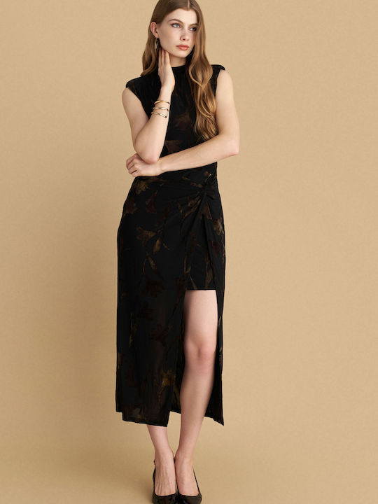 Midi Abendkleid Samt Black