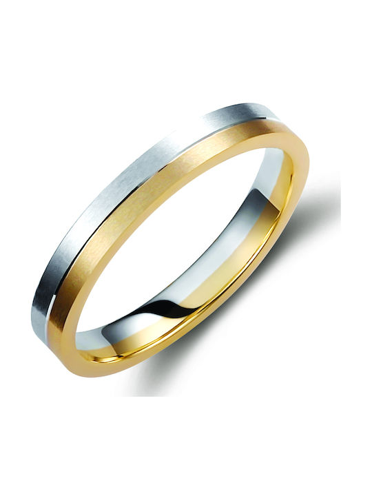 Valauro Wedding Rings Gold 9K Bicolour Thickness 3.50mm Zircon Stones