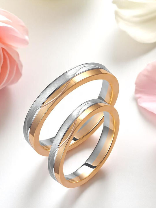 Valauro – Bicolour Wedding Rings 9K Thickness 3.50mm