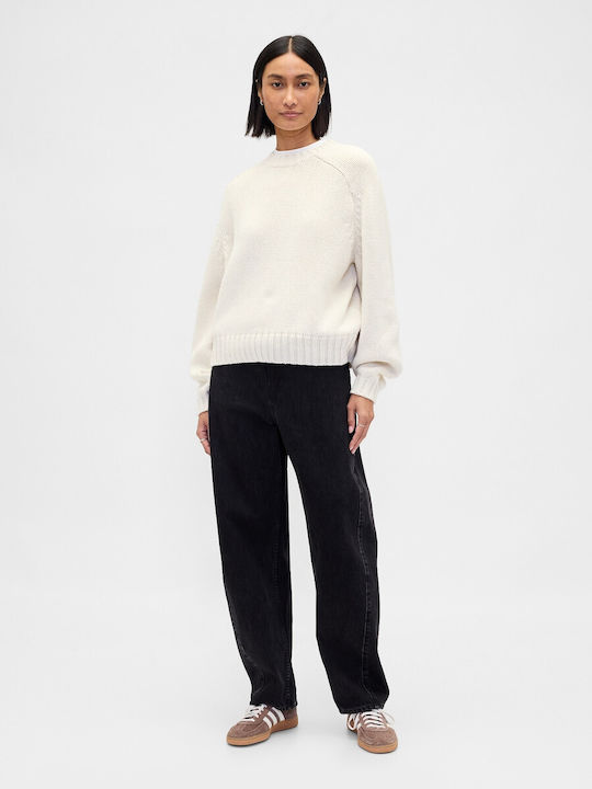 Women's Long Sleeve Crop Sweater Cotton Chino Beige