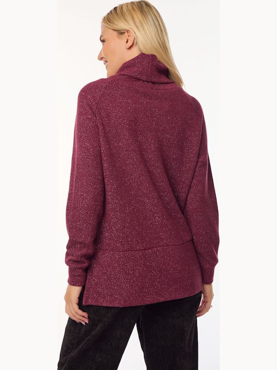 Damen Bluse Rollkragenpullover Burgundy