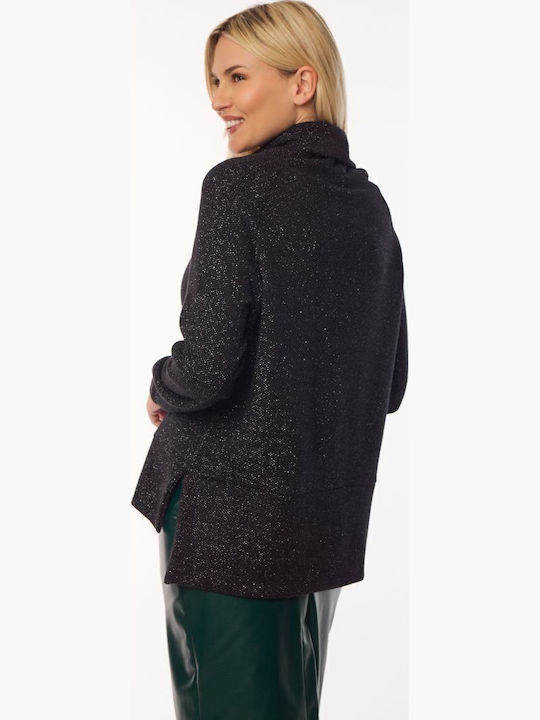 Bluza Damă Cu Guler Înalt Neagră