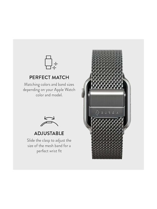 Burga Armband Rostfreier Stahl Silber (Apple Watch 4/5/6/7/8/9/10/11 - SE (1/2/3))