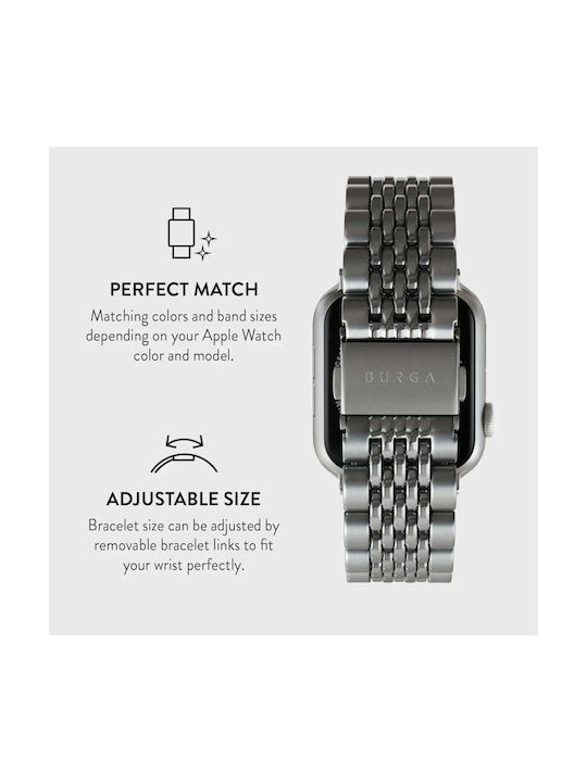 Burga Armband Rostfreier Stahl Silber (Apple Watch 4/5/6/7/8/9/10/11 - SE (1/2/3))