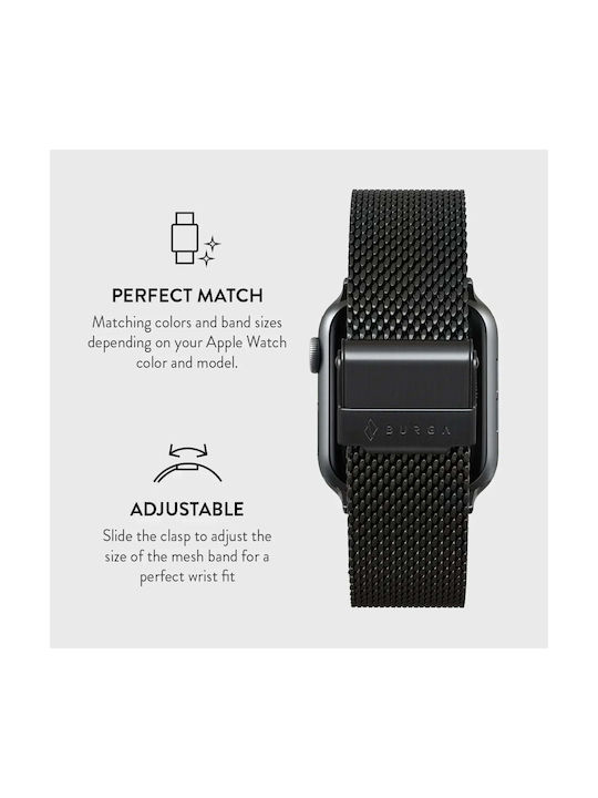 Burga Armband Rostfreier Stahl Schwarz (Apple Watch 4/5/6/7/8/9/10/11 - SE (1/2/3))