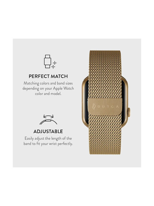 Burga Rostfreier Stahl Gold Tragbare Bänder für Apple Watch 4/5/6/7/8/9/10/11 - SE (1/2/3)