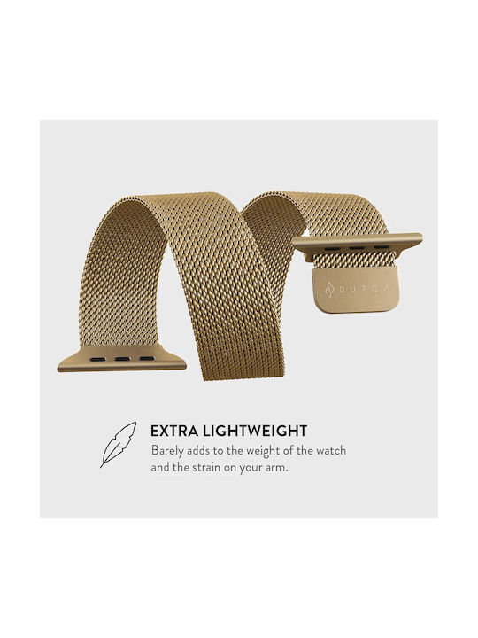 Burga Rostfreier Stahl Gold Tragbare Bänder für Apple Watch 4/5/6/7/8/9/10/11 - SE (1/2/3)