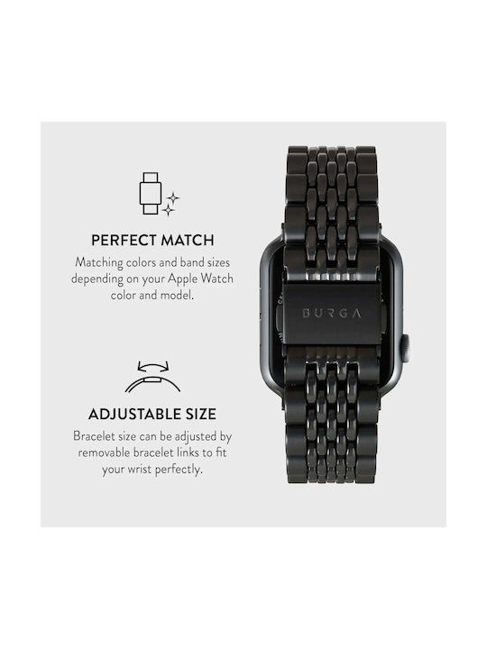Burga Armband Rostfreier Stahl Schwarz (Apple Watch 4/5/6/7/8/9/10/11 - SE (1/2/3))