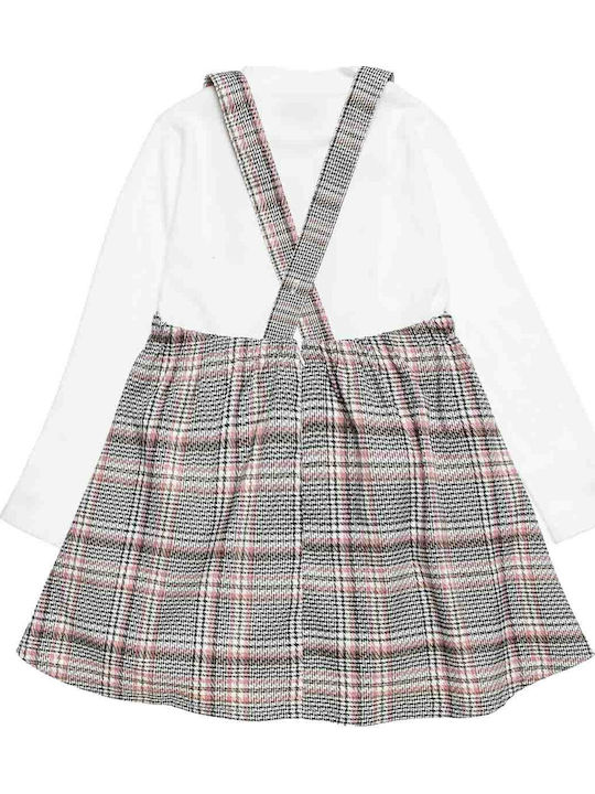 Children's Dress Sleeveless Floral Set with Blouse and Tights Beige