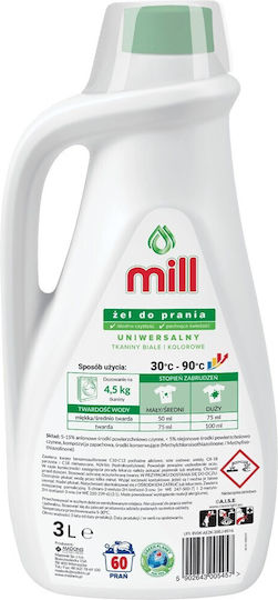 Mill Liquid Laundry Detergent for White Clothes 3lt 60 Washes