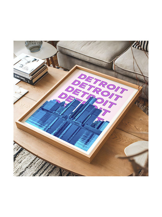 Poster Detroit Pop Art Pst25504 21cm X 30cm Premium Μαύρο Ξύλινο Κάδρο