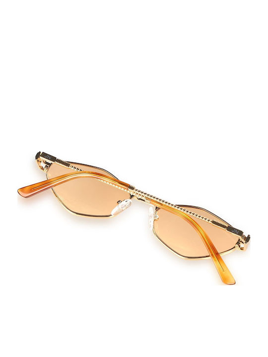 JohNocera Women's Sunglasses with Gold Metal Frame and Orange Polarized Lens JN-rumble-c04