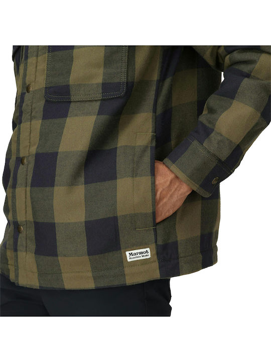Langärmeliges Flanell Overshirt Khaki