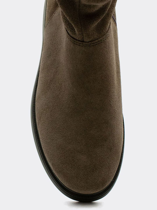Leder Stiefeletten Damen Grün