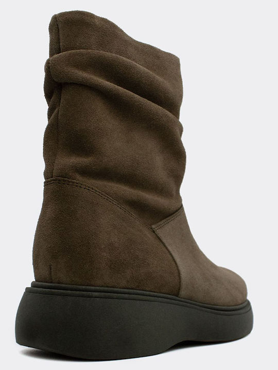 Leder Stiefeletten Damen Grün
