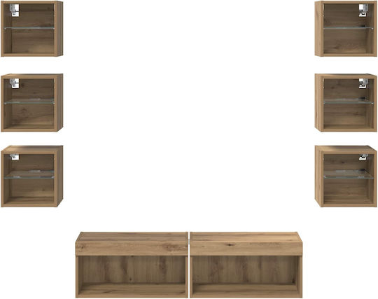 Σύνθετο Σαλονιού Artisan Oak με Βιτρίνα & Φωτισμό Μ30xΒ28.5xΥ30εκ.