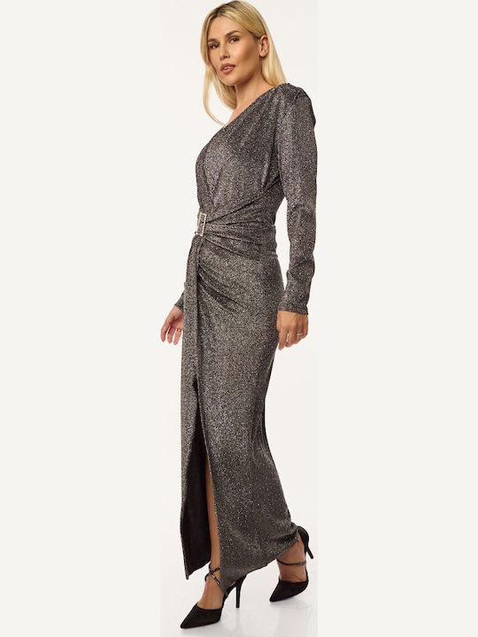 Rochie Maxi de Seară Argintie