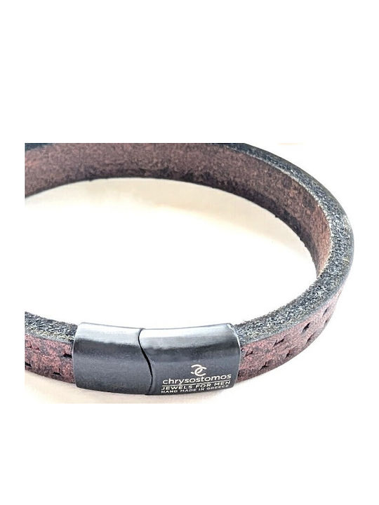 Chrysostomos Men's Leather Bracelet 17cm