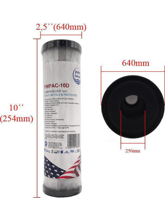 Water Filter Replacement for Faucet made of Activated Carbon 1 μm
