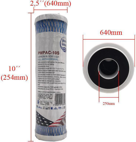 Water Filter Replacement for Faucet made of Activated Carbon 0.5 μm
