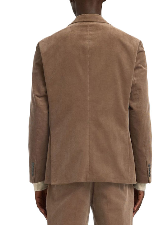 Selected Men's Summer Suit Jacket Regular Fit Brown